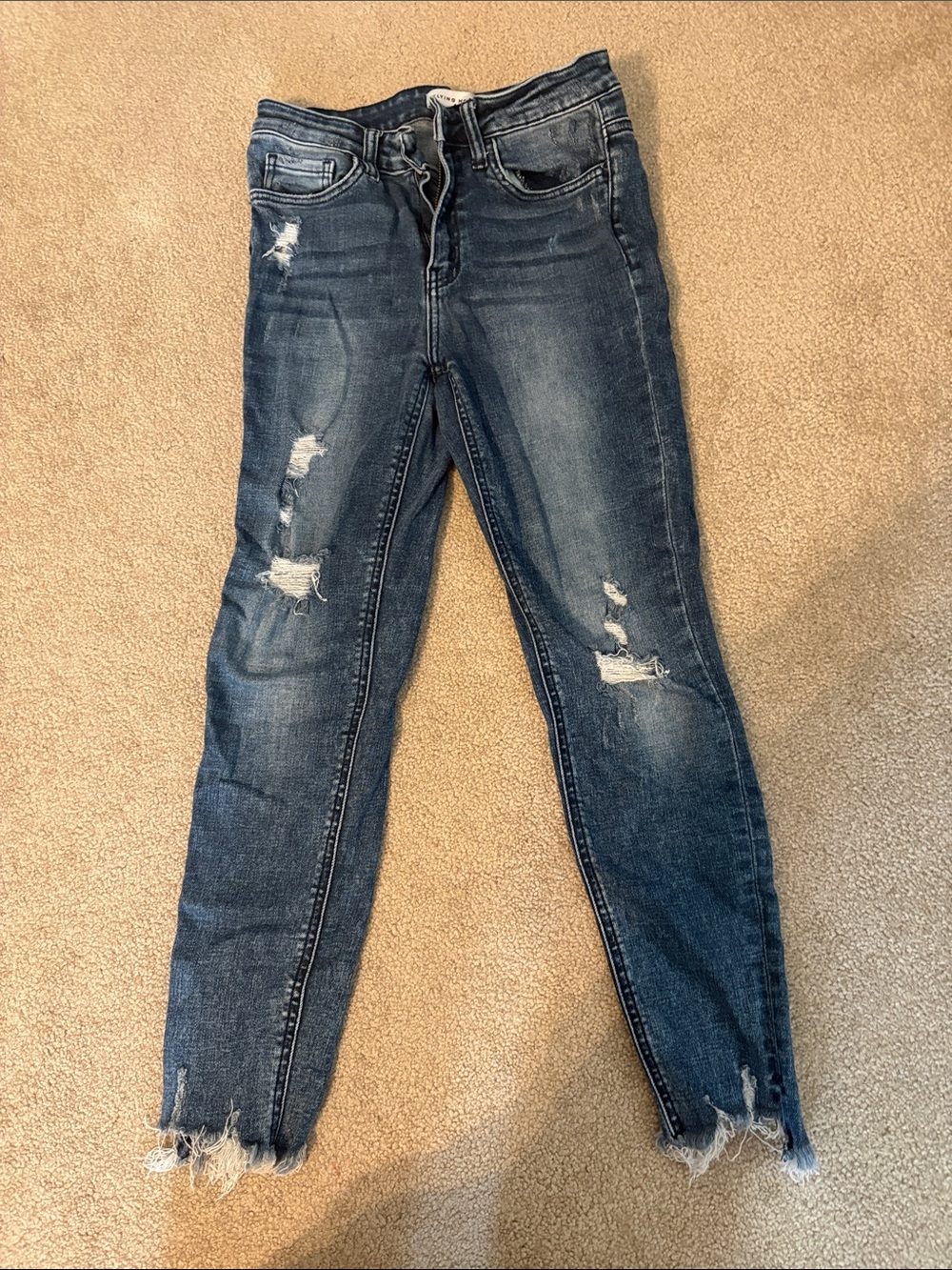 Flying Monkey Dark Blue Distressed Skinny Jeans